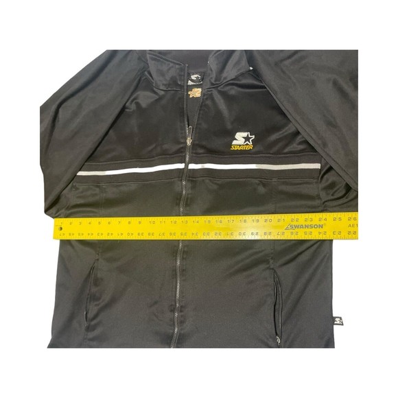 VINTAGE Starter Full Zip Sweater Size Large Mens Y2K Black Stripe Logo Star EUC‎ - Picture 8 of 16